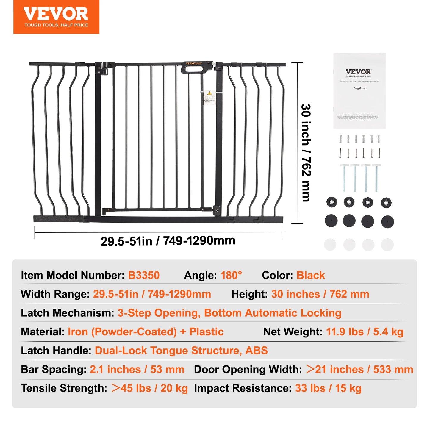 Vevor Baby Gate 28 30 36 Pressure Mount Walk Through