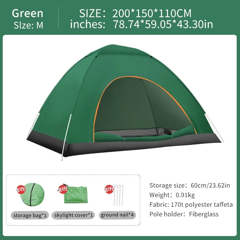 2 3 Person Pop Up Tent Waterproof Automatic Opening Shelter