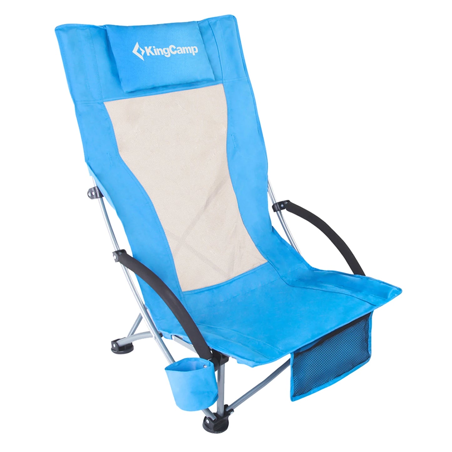 KingCamp High Back Beach Chair Camping Padded Armrests Cup Holder