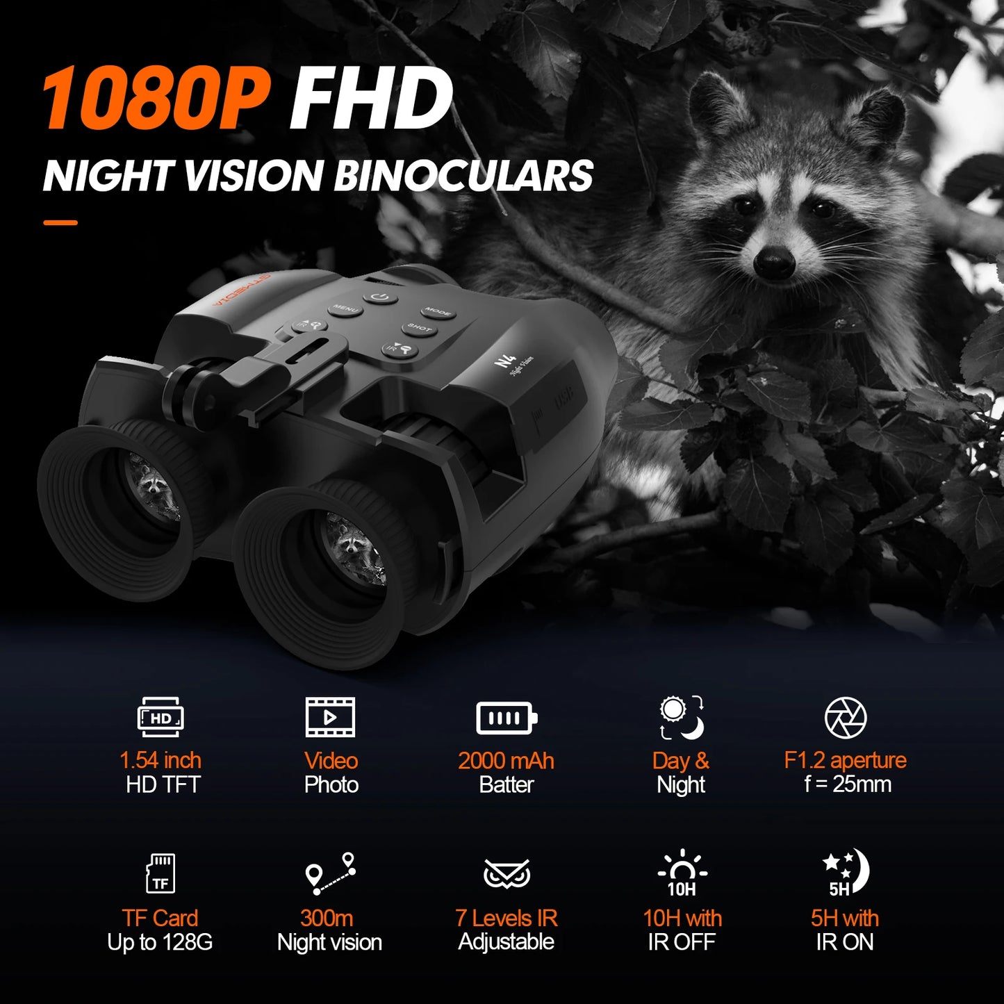 GTMEDIA N4 1080P Night Vision Binoculars With 5X Digital Zoom