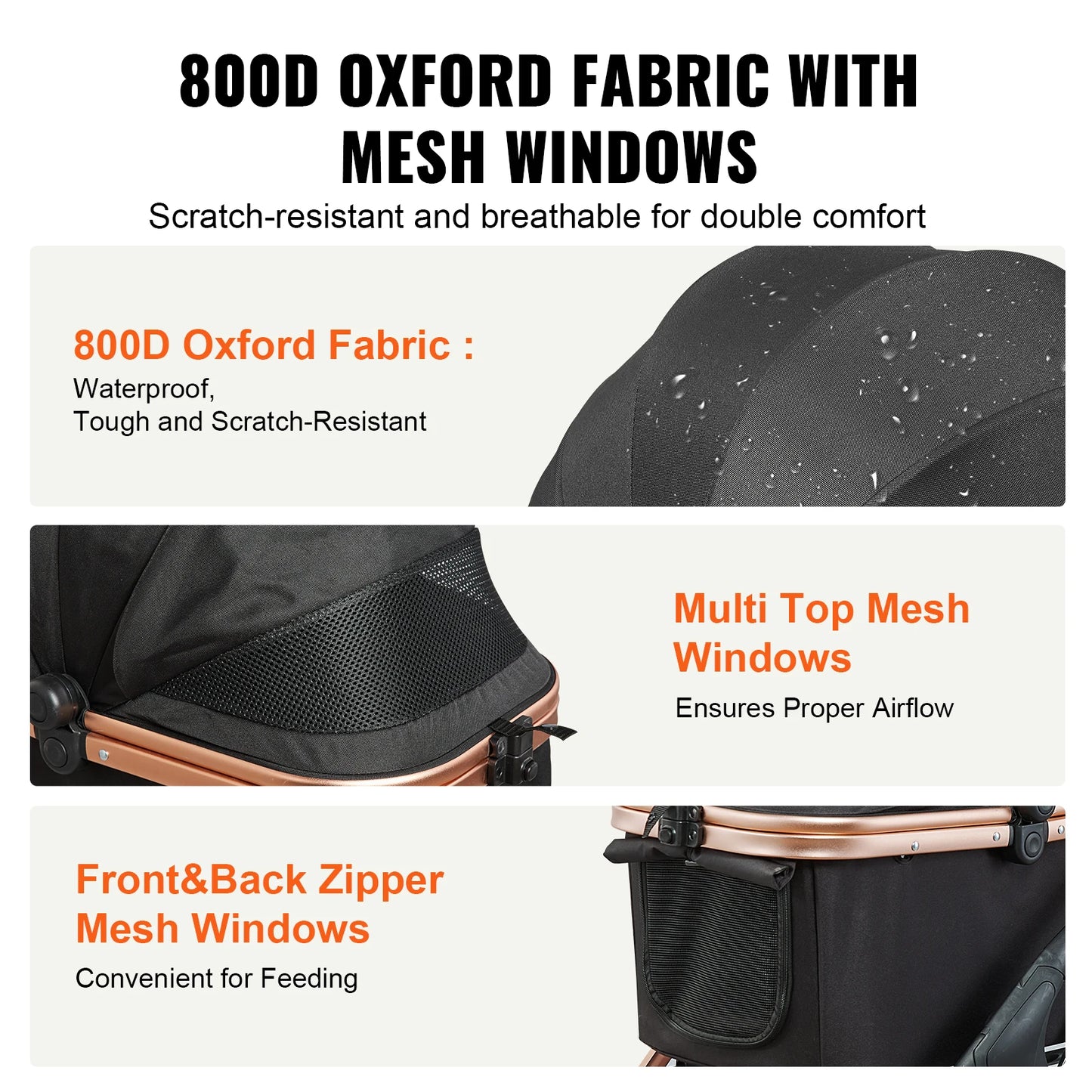 SucceBuy Foldable Pet Stroller with Brakes and Detachable Carrier