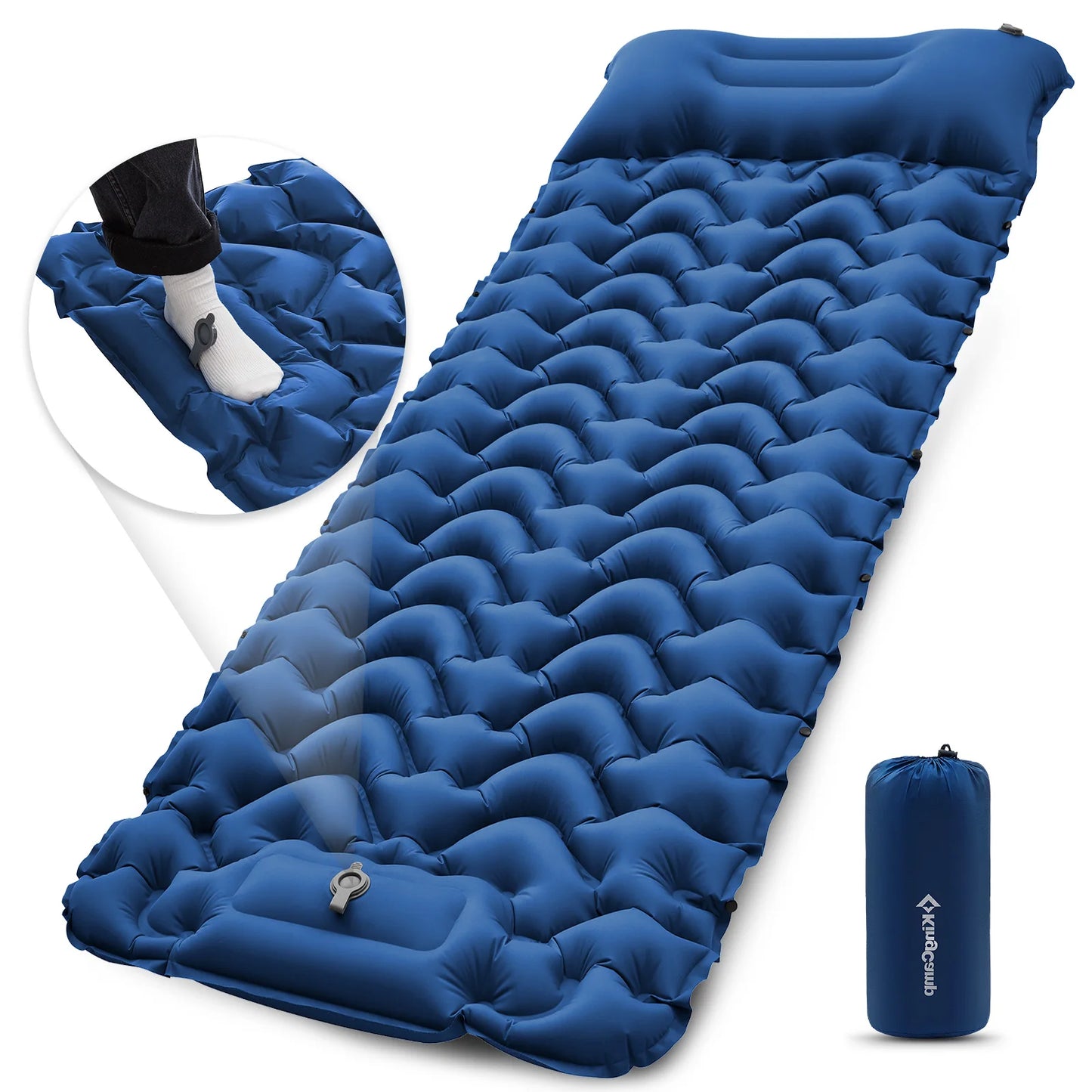 KingCamp Self Inflating Sleeping Pad Ultralight With Built In Pillow Foot Pump
