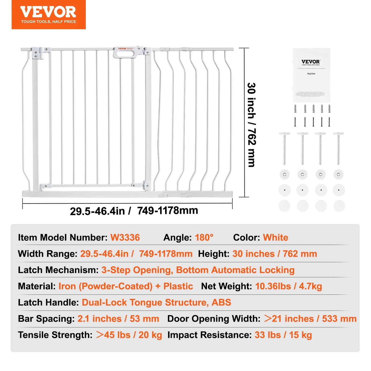 Vevor Baby Gate 28 30 36 Pressure Mount Walk Through