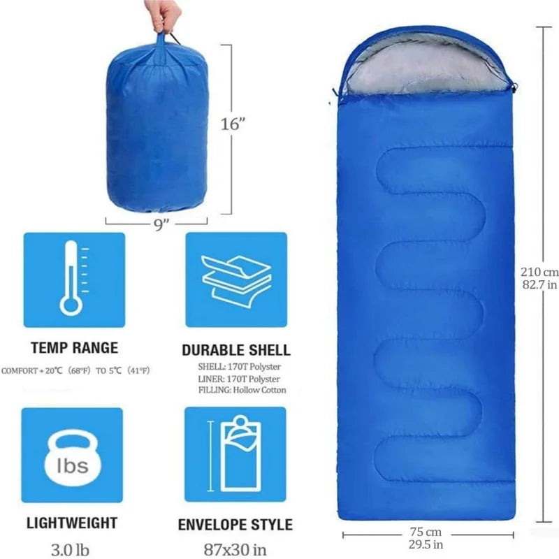 Lightweight Three Season Sleeping Bag With Microfiber Fill