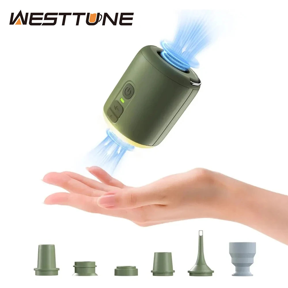 WestTune Tiny Portable Air Pump With Camping Lantern For Inflatable Mattress