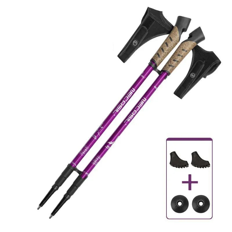 Two Pack Foldable Telescopic Nordic Walking Poles For Trekking