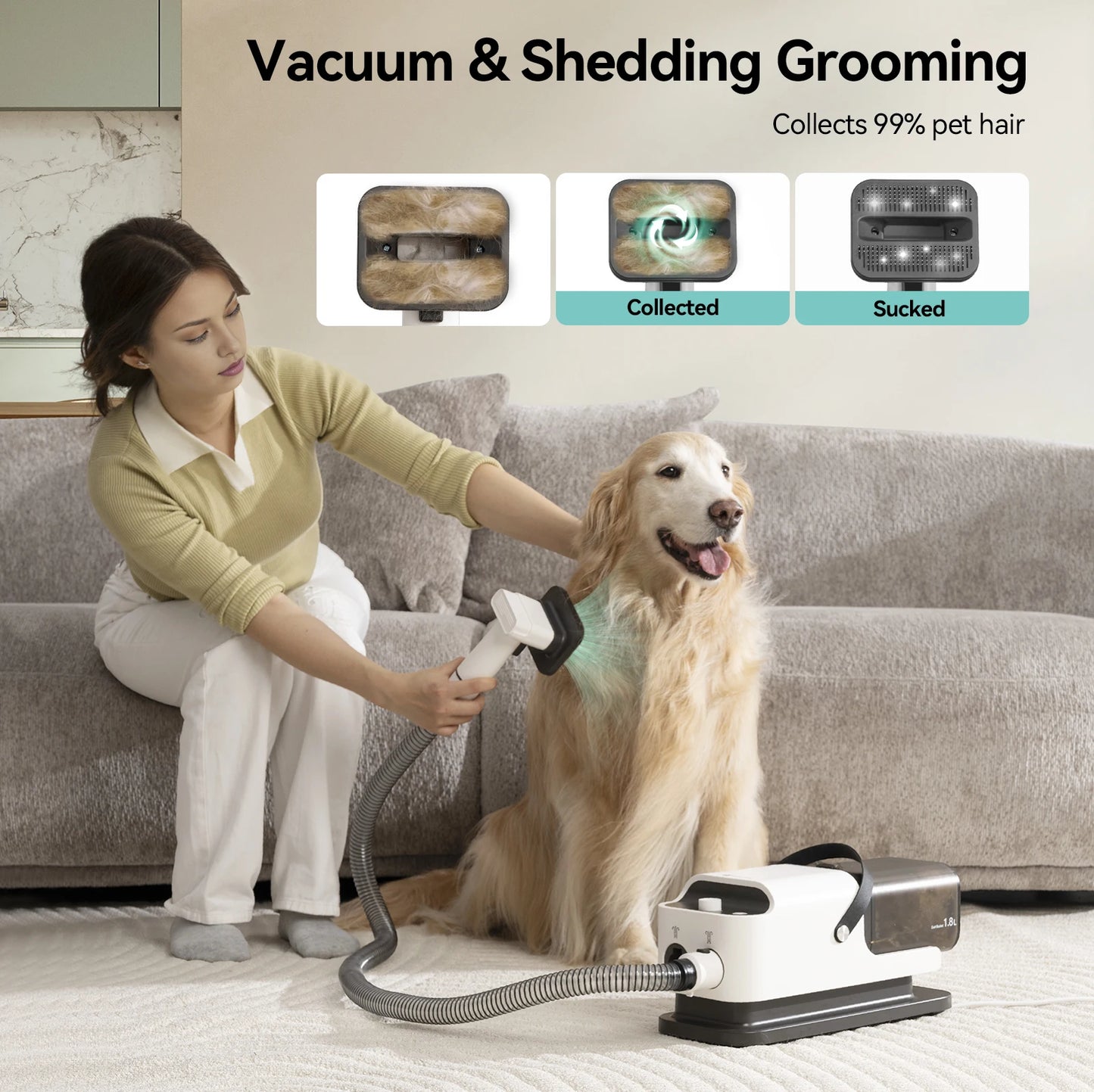 Amicura P1 Pet Grooming Vacuum and Hair Dryer 15kPa
