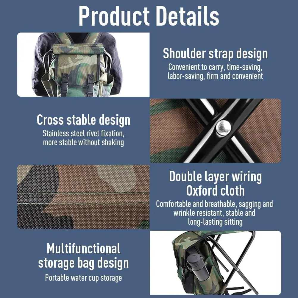 2 In 1 Folding Camping Stool Backpack Cooler For Outdoors