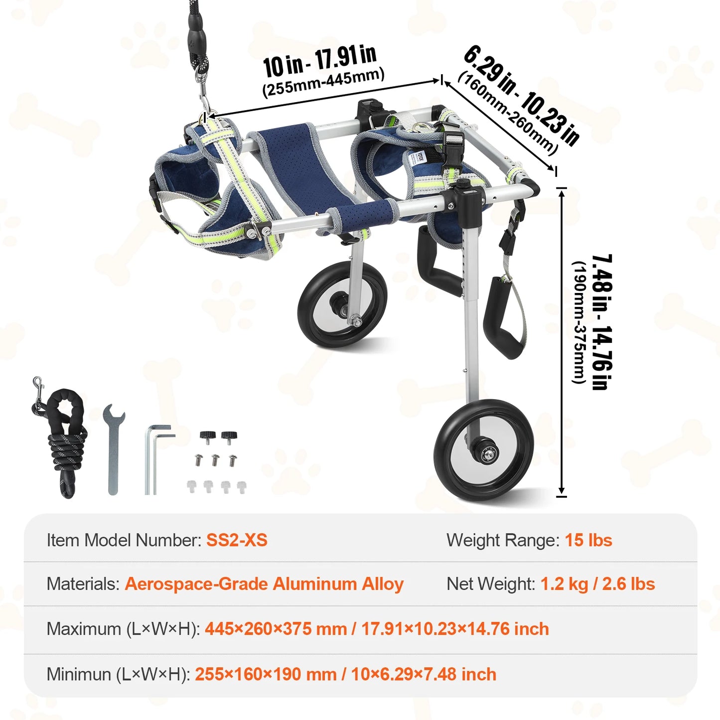 SucceBuy 2 Wheels Dog Wheelchair For Disabled Hind Limbs