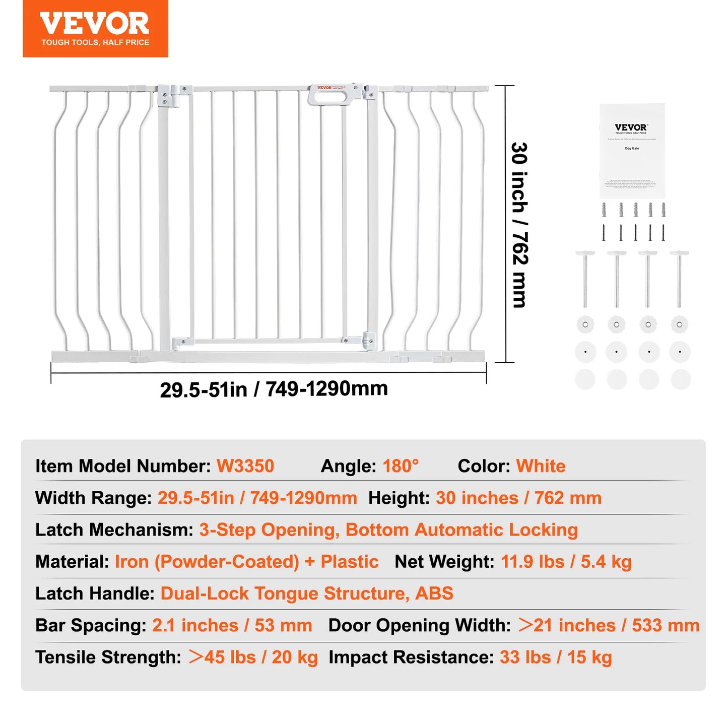 Vevor Baby Gate 28 30 36 Pressure Mount Walk Through