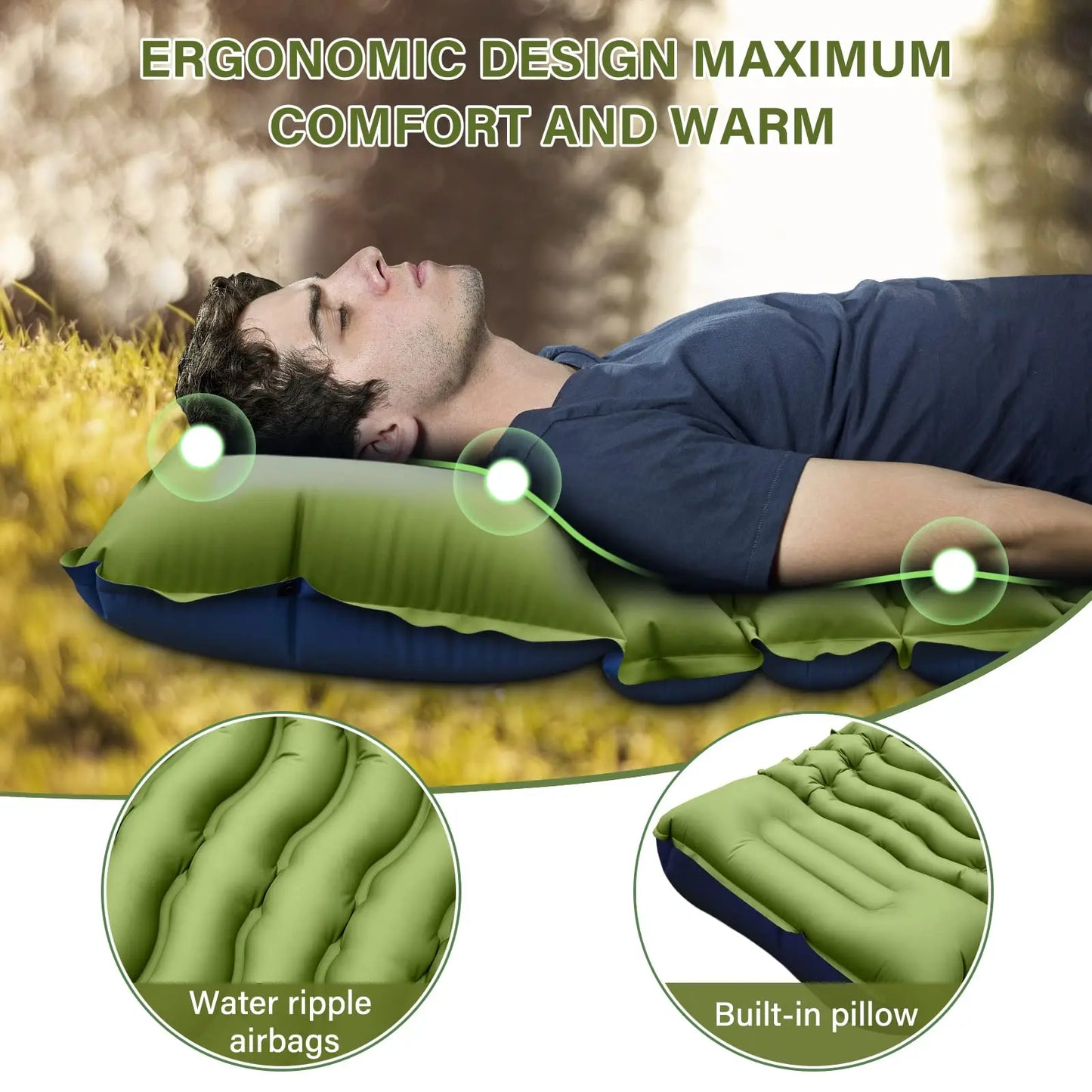 WestTune Ultralight Camping Pad With Built In Pillow And Pump
