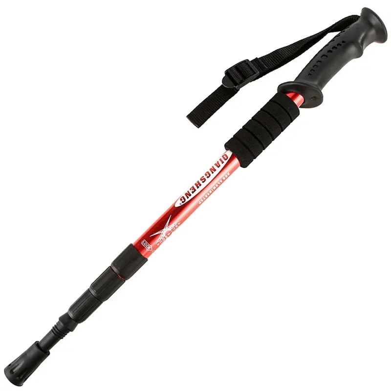 Foldable Trekking Poles 4 Section Ultralight with Straight Grip