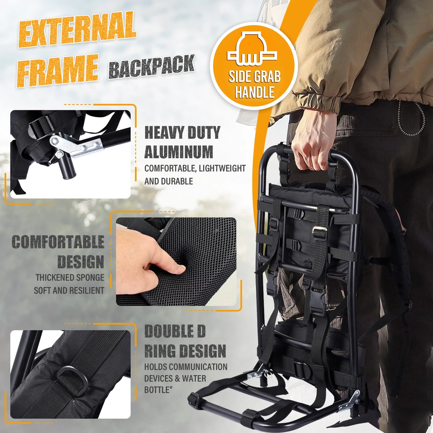 External Frame Backpack Aluminum Hunting Frame For Camping And Hiking