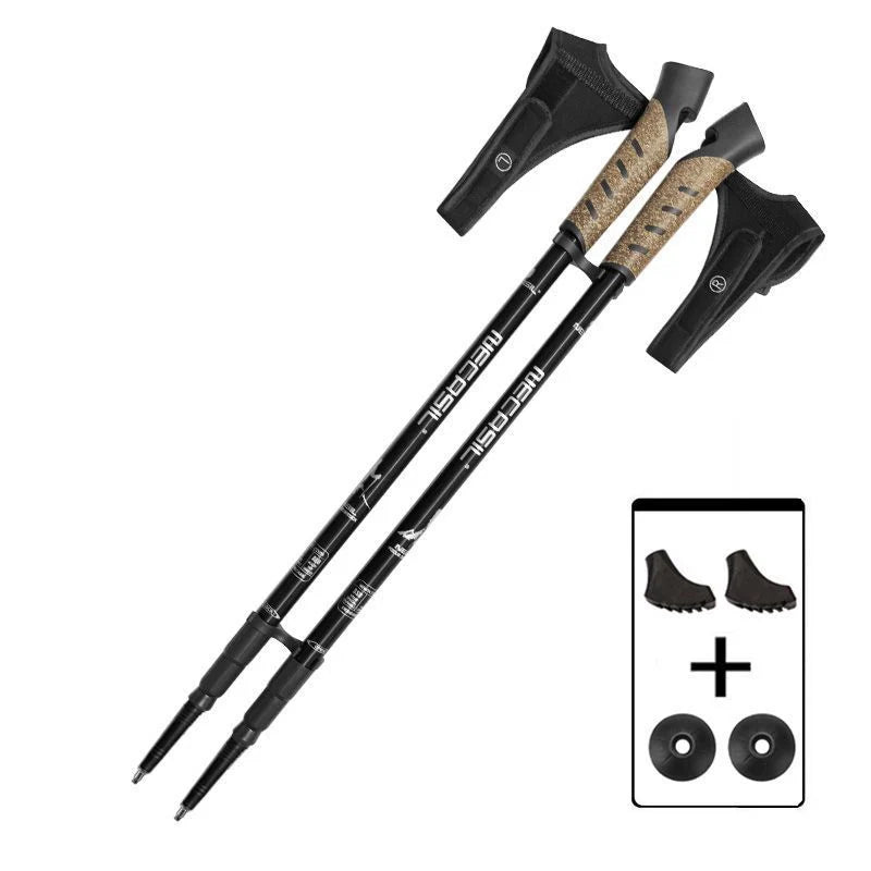 Two Pack Foldable Telescopic Nordic Walking Poles For Trekking
