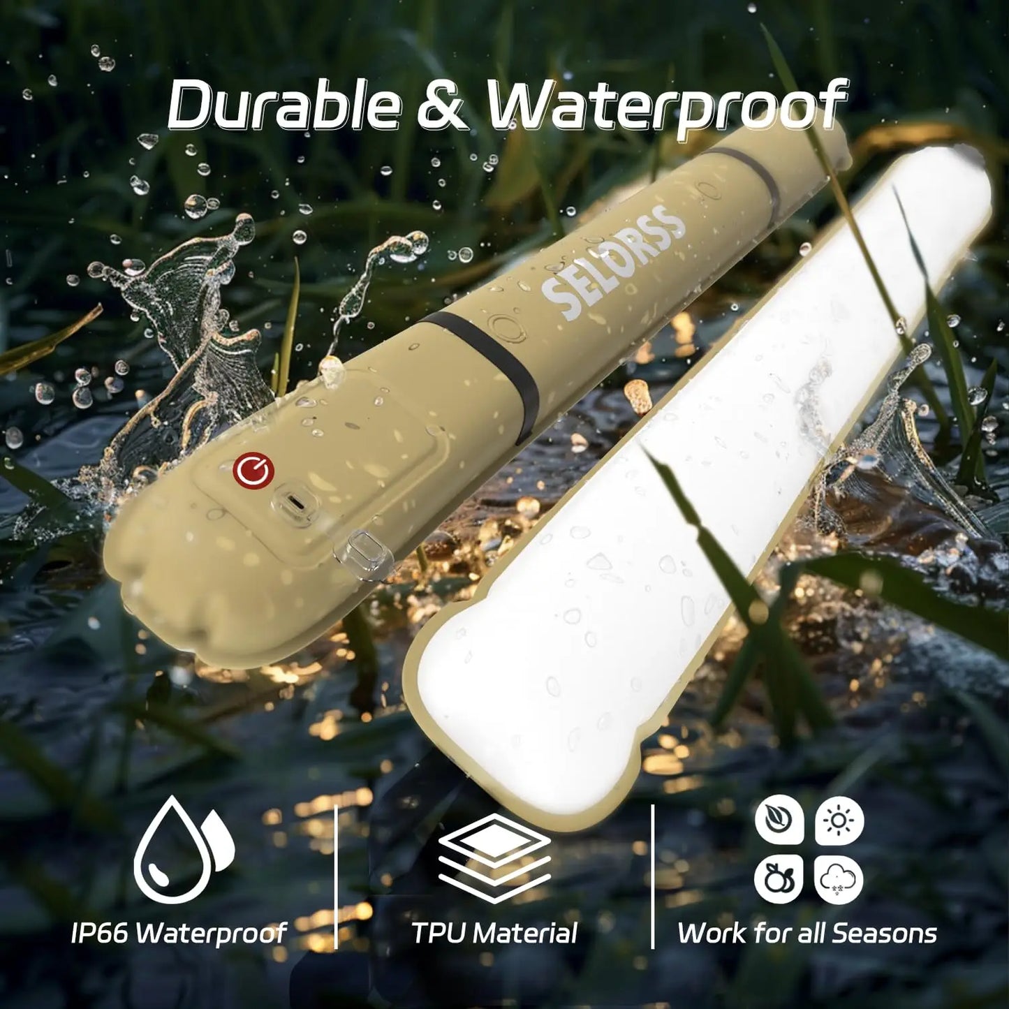 Selorss Rechargeable Portable Camping Light Waterproof 2000mAh Tent Spotlight