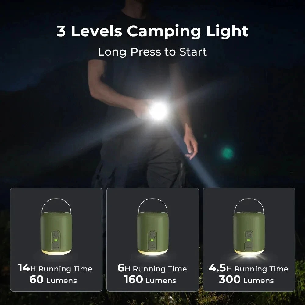 WestTune Tiny Portable Air Pump With Camping Lantern For Inflatable Mattress