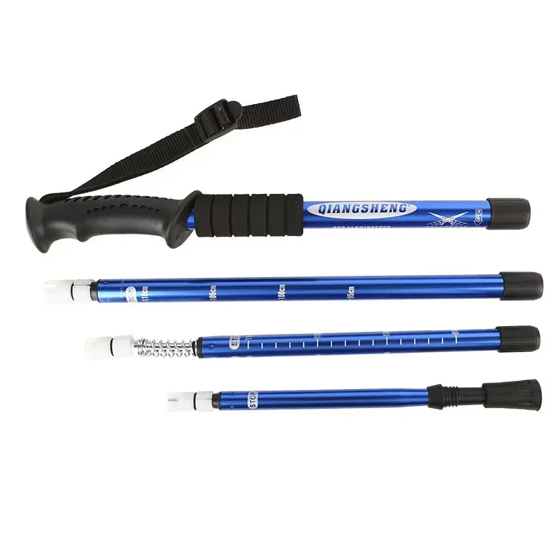 Foldable Trekking Poles 4 Section Ultralight with Straight Grip