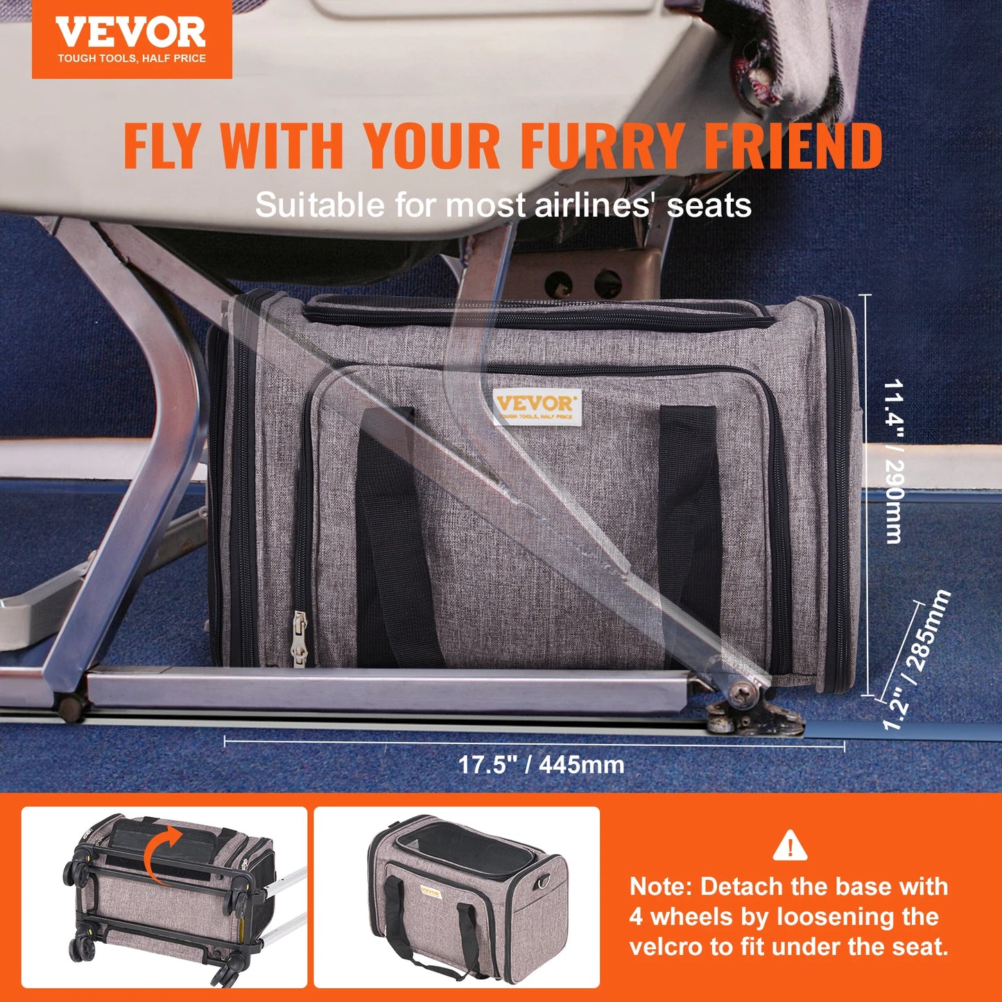 SucceBuy Pet Carrier Backpack With Wheels And Telescopic Handle