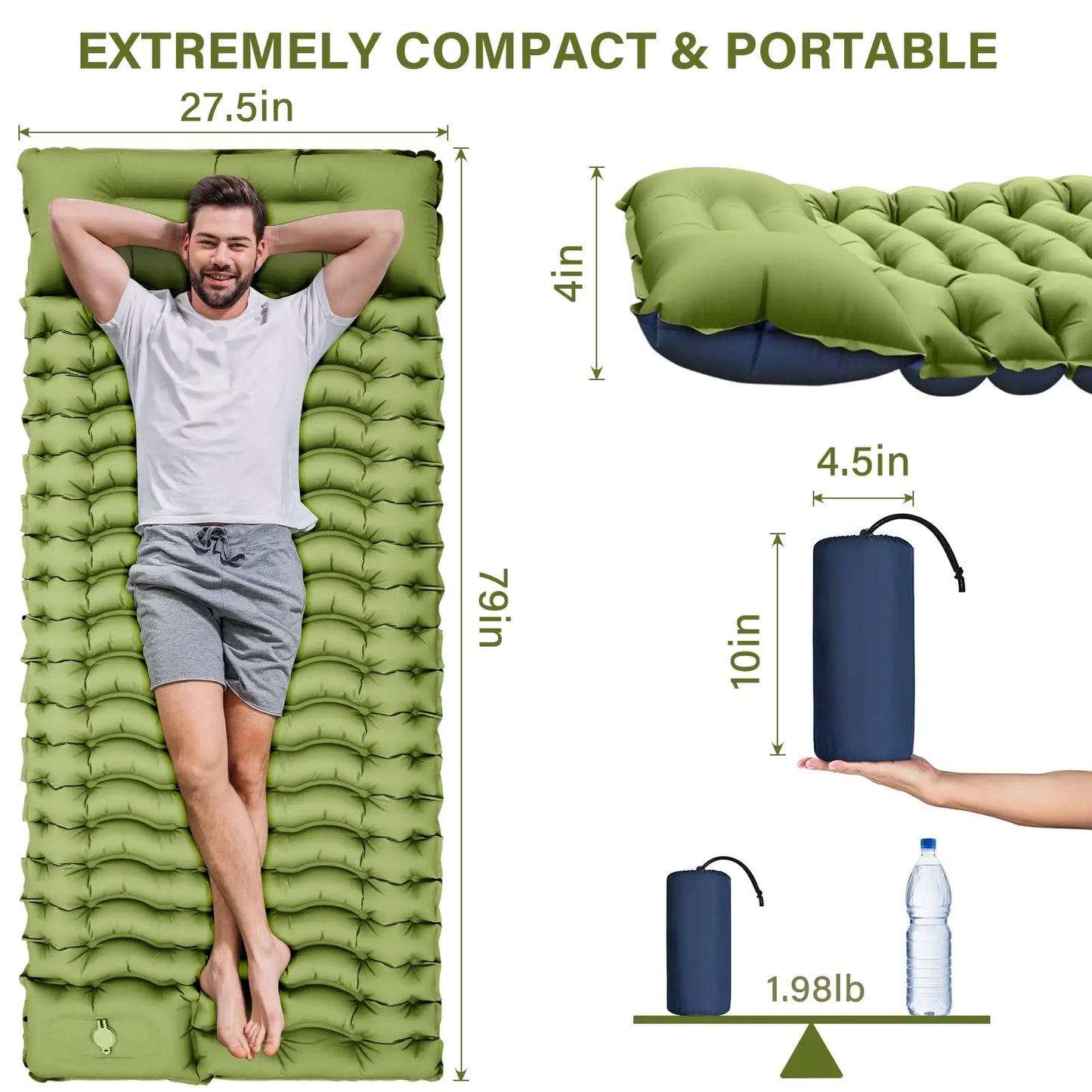 WestTune Ultralight Camping Pad With Built In Pillow And Pump
