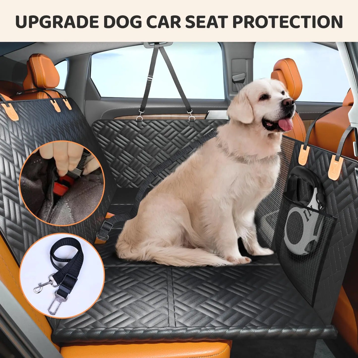 Car Rear Seat Dog Hammock With Hard Extender 400 Pounds