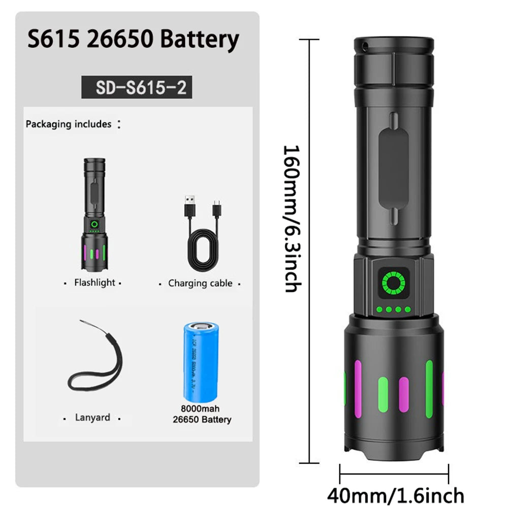 S615 Powerful LED Flashlight Zoomable Tactical Torch for Outdoor