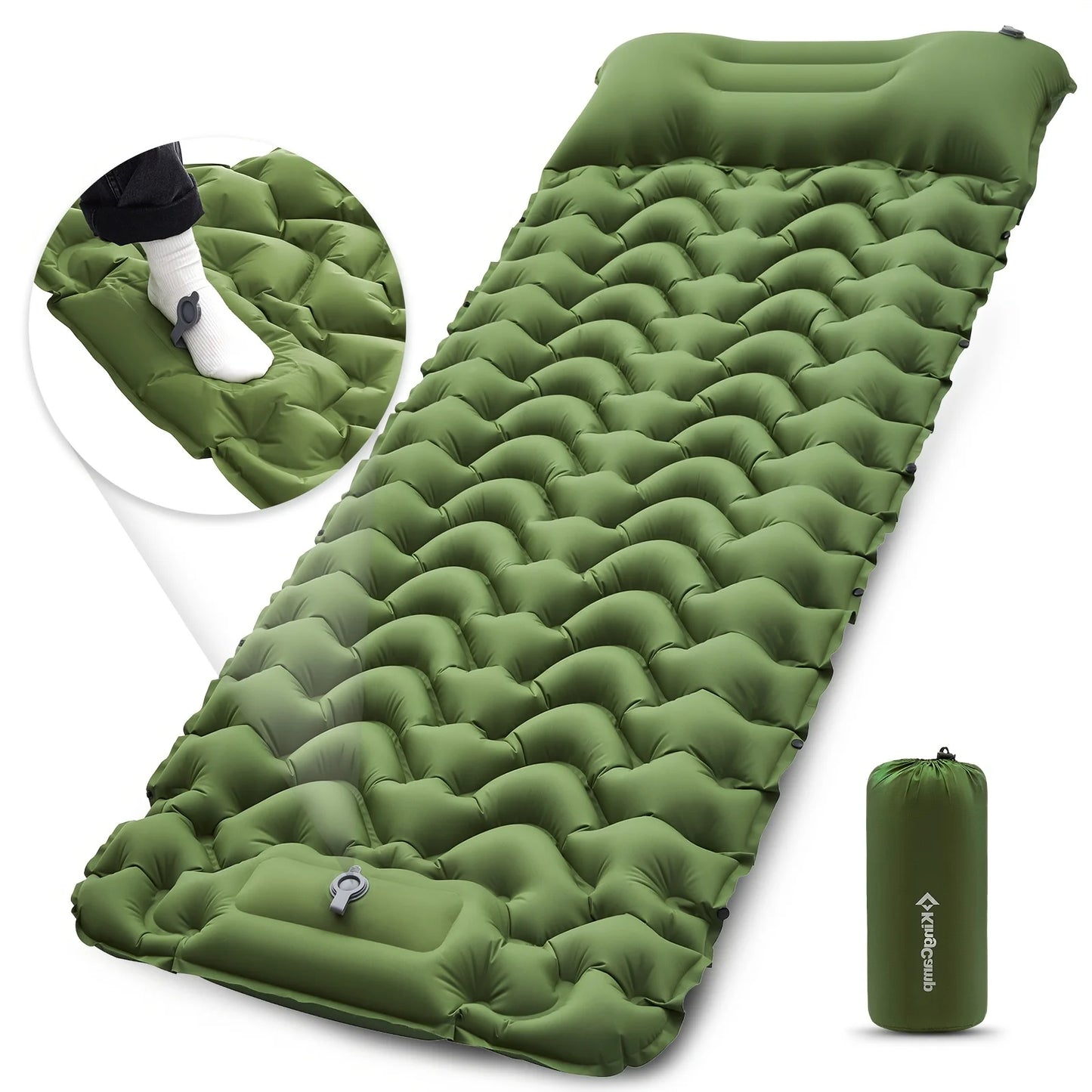 KingCamp Self Inflating Sleeping Pad Ultralight With Built In Pillow Foot Pump