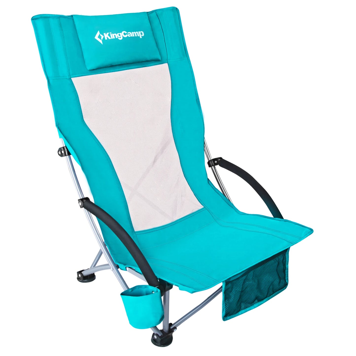 KingCamp High Back Beach Chair Camping Padded Armrests Cup Holder