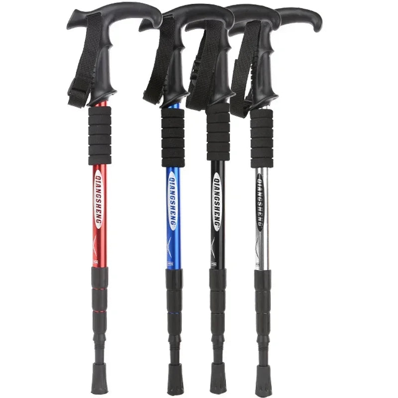 Foldable Trekking Poles 4 Section Ultralight with Straight Grip