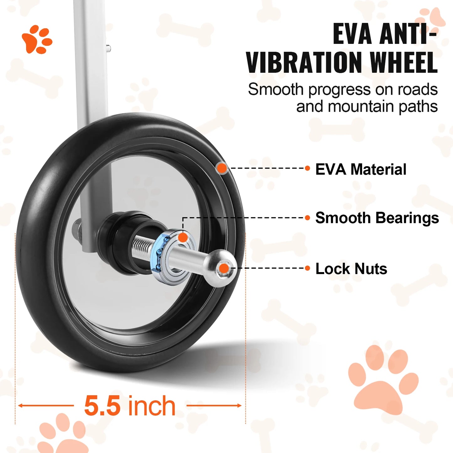 SucceBuy 2 Wheels Dog Wheelchair For Disabled Hind Limbs