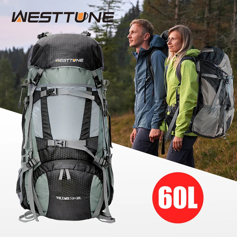 WestTune 60L Explorer Internal Frame Backpack With Rain Cover