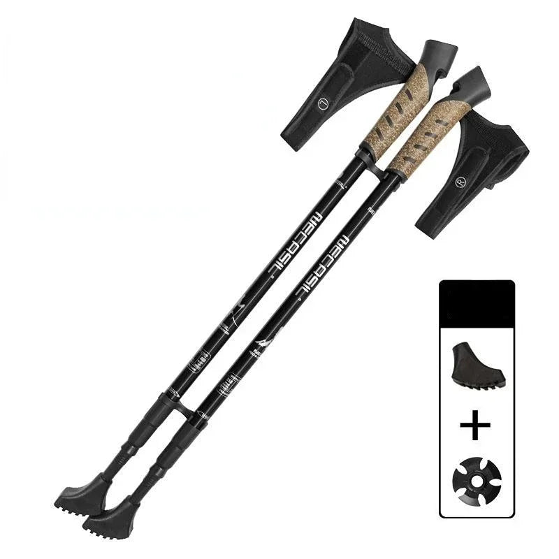 Two Pack Foldable Telescopic Nordic Walking Poles For Trekking