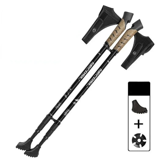 Two Pack Foldable Telescopic Nordic Walking Poles For Trekking