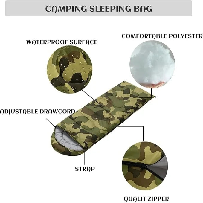 Lightweight Three Season Sleeping Bag With Microfiber Fill