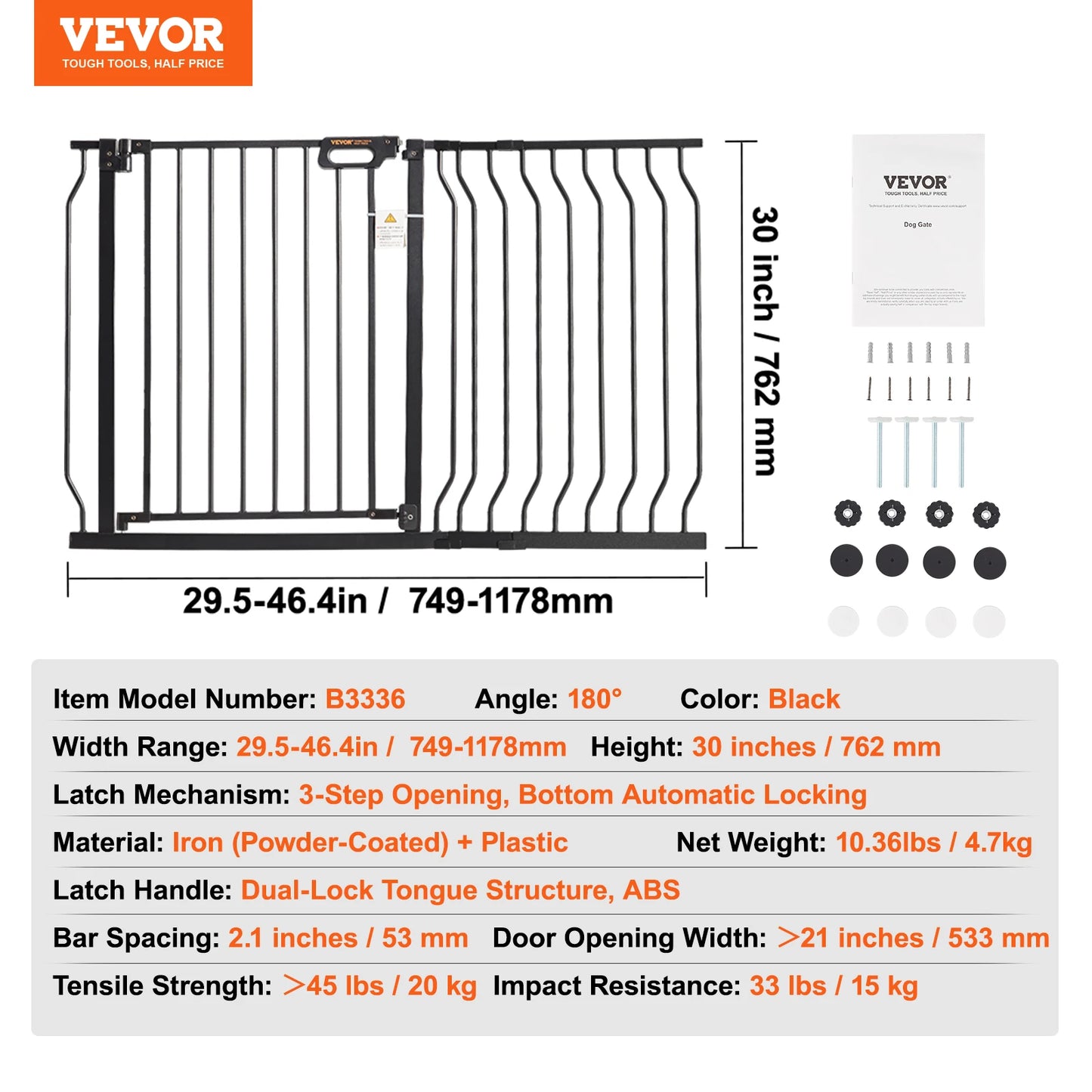 Vevor Baby Gate 28 30 36 Pressure Mount Walk Through