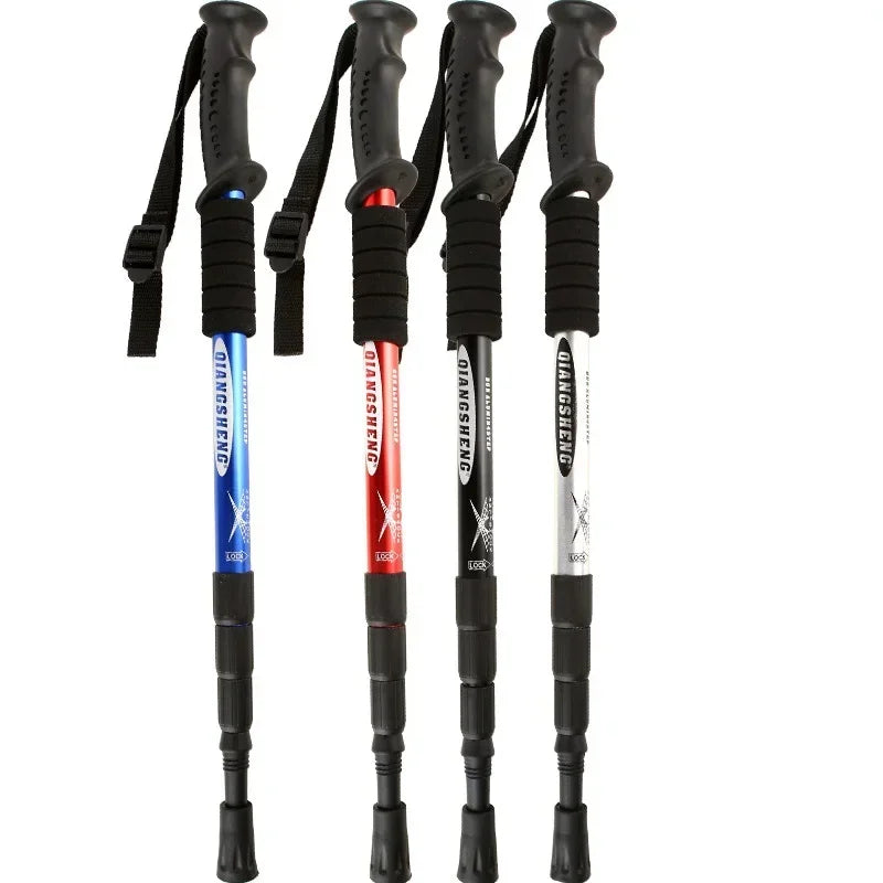 Foldable Trekking Poles 4 Section Ultralight with Straight Grip