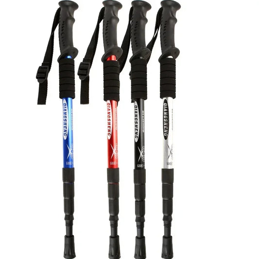 Foldable Trekking Poles 4 Section Ultralight with Straight Grip