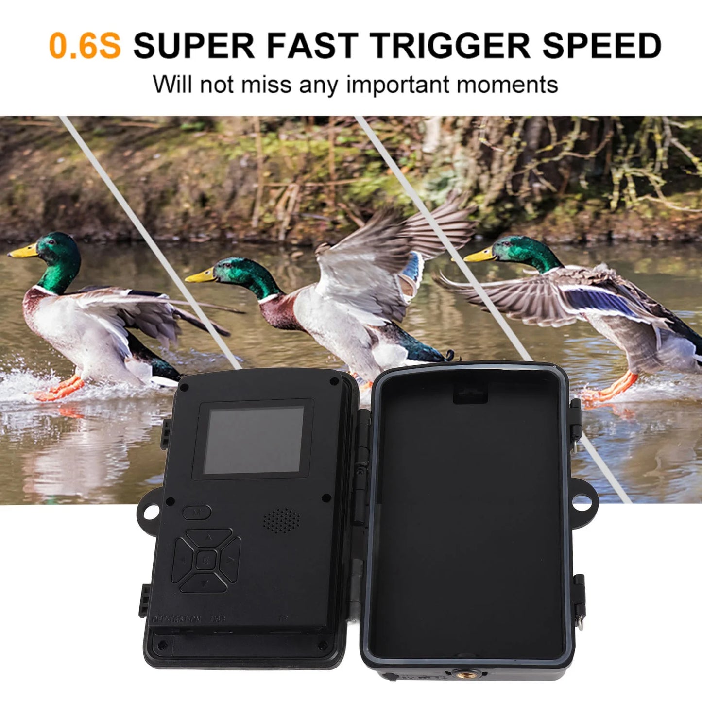 1080P Hunting Camera With 2in LCD 16MP Night Vision IP66