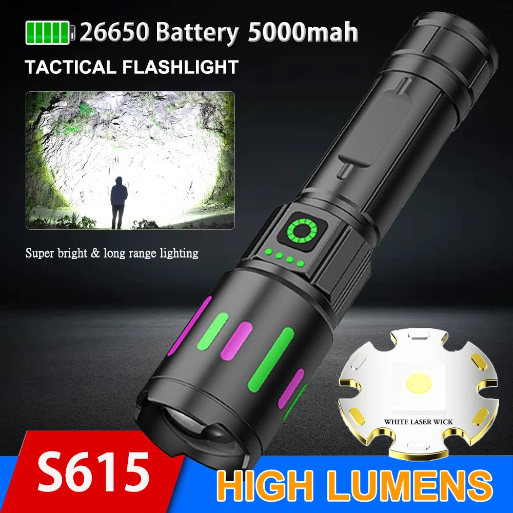 S615 Powerful LED Flashlight Zoomable Tactical Torch for Outdoor
