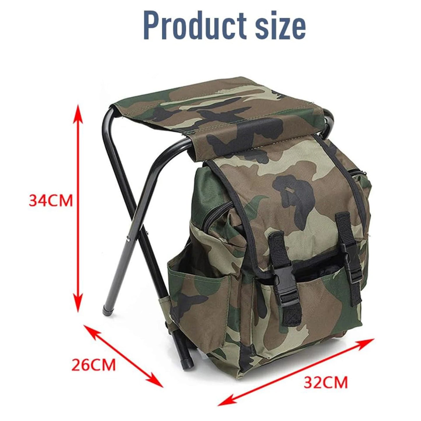 2 In 1 Folding Camping Stool Backpack Cooler For Outdoors
