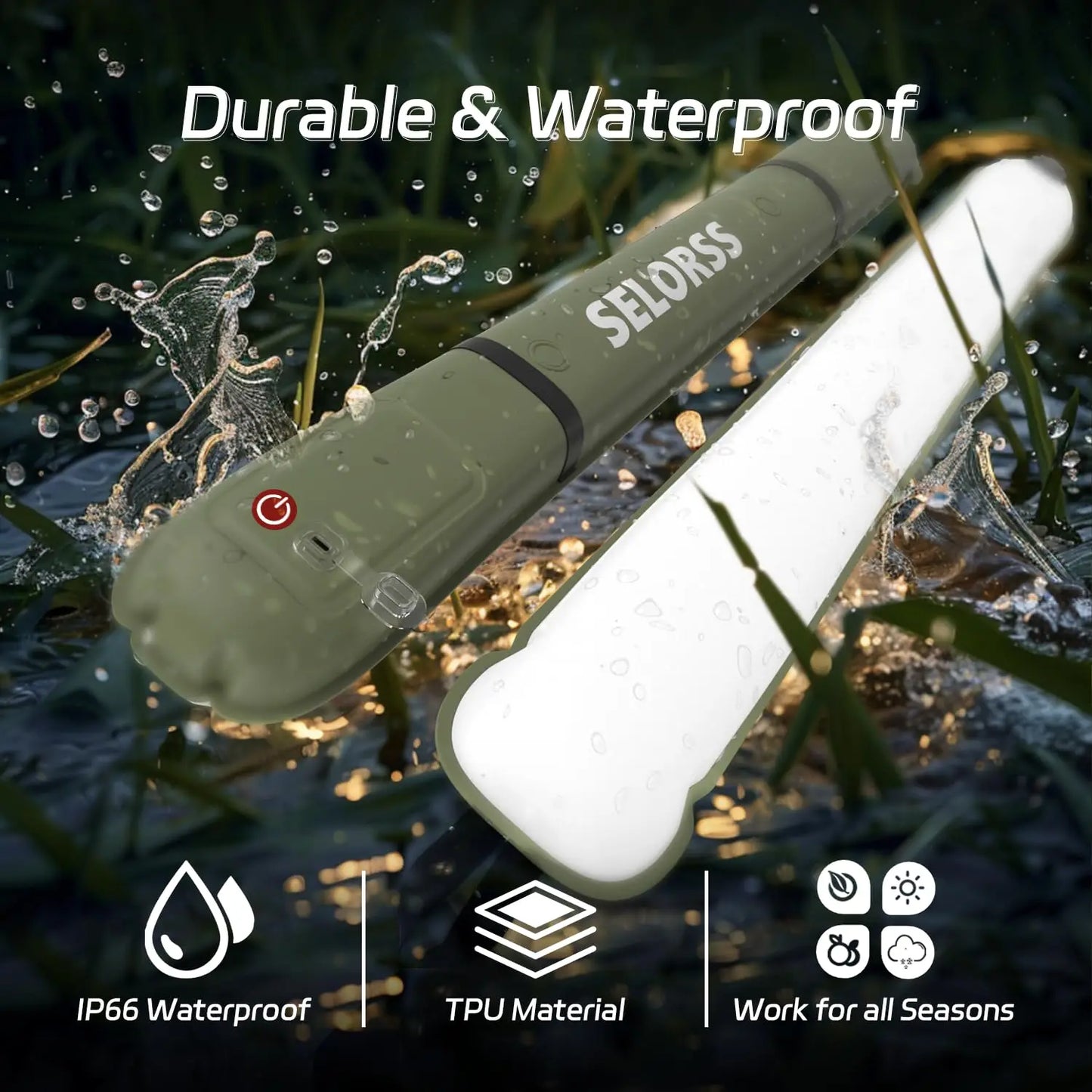 Selorss Rechargeable Portable Camping Light Waterproof 2000mAh Tent Spotlight