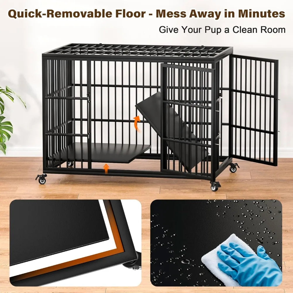 48 Inch Heavy Duty Dog Crate Large Dog Self Locking