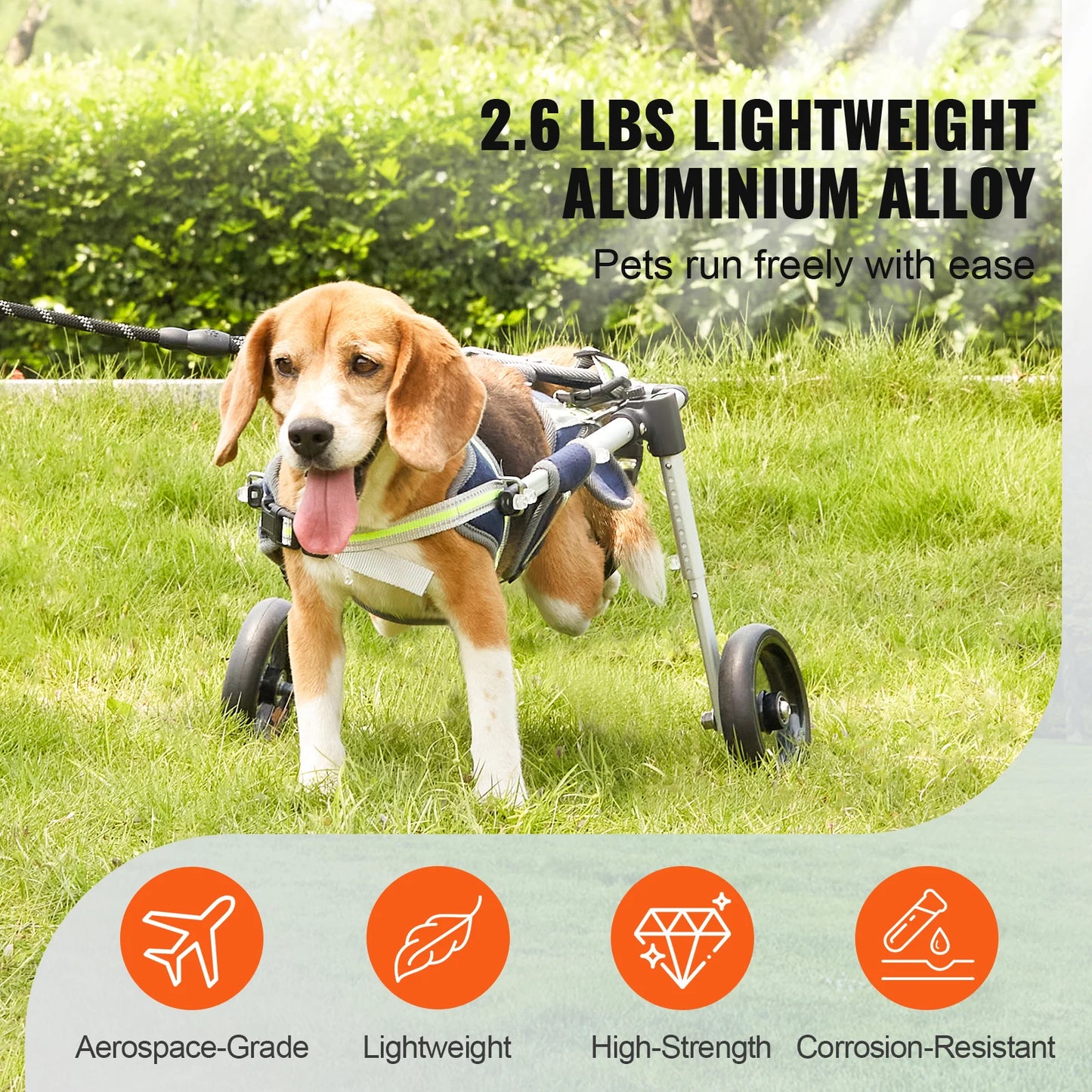 SucceBuy 2 Wheels Dog Wheelchair For Disabled Hind Limbs