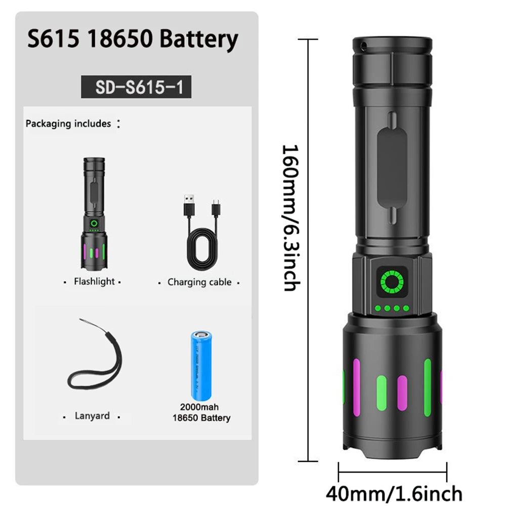 S615 Powerful LED Flashlight Zoomable Tactical Torch for Outdoor